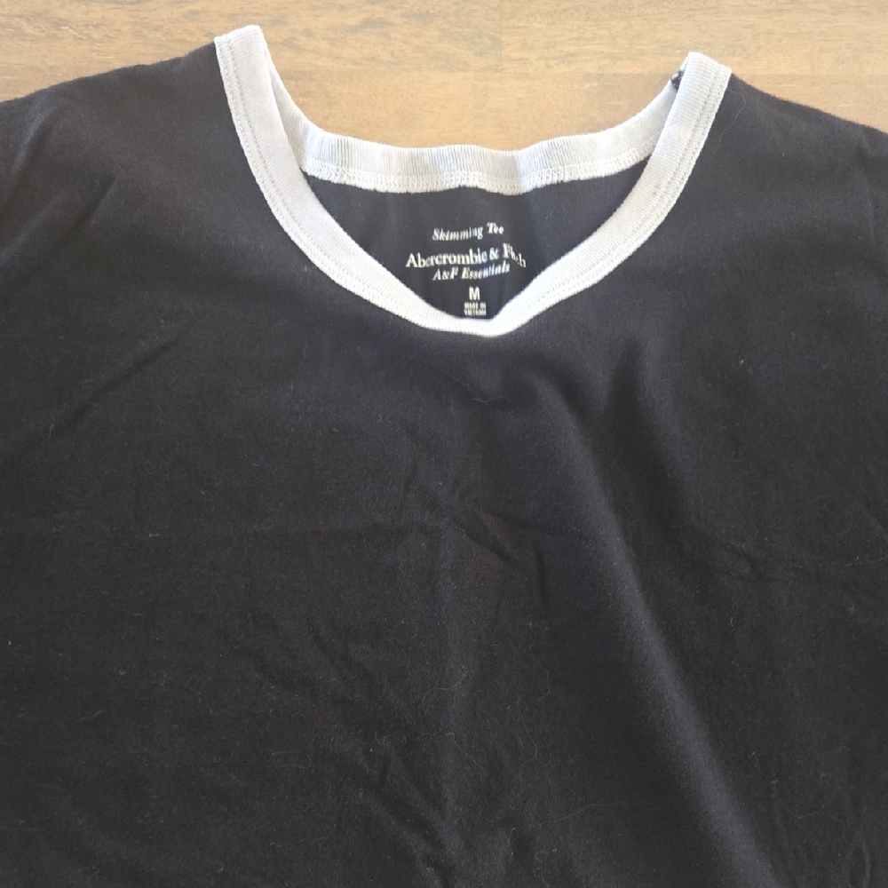 Abercrombie & Fitch Black Tee with White Accents